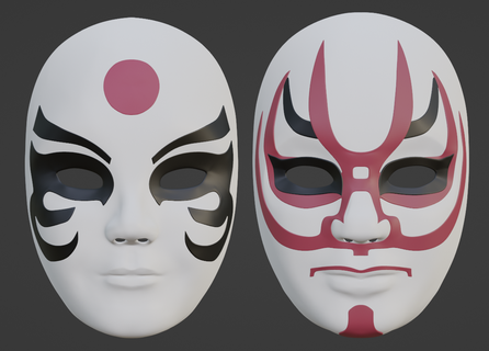 japanisch Masken Männer Frauen Masken japanisch Frau 3d print model - Mito3D