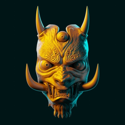 japonca oni maske kostüm oyunu destek iblis yokai canavar kötü karanlık folklor 3d print model - Mito3D