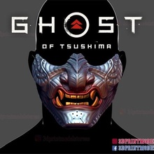 giapponese oni samurai fantasma maschera tsushima cosplay costume Halloween casco ninja demone giochi gioco 3d print model - Mito3D