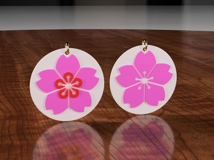 japanese sakura earrings accessories accessory cherry blossom cool daily earring evening fashion flower fusion 360 japan culture woman 3d print model - Mito3D