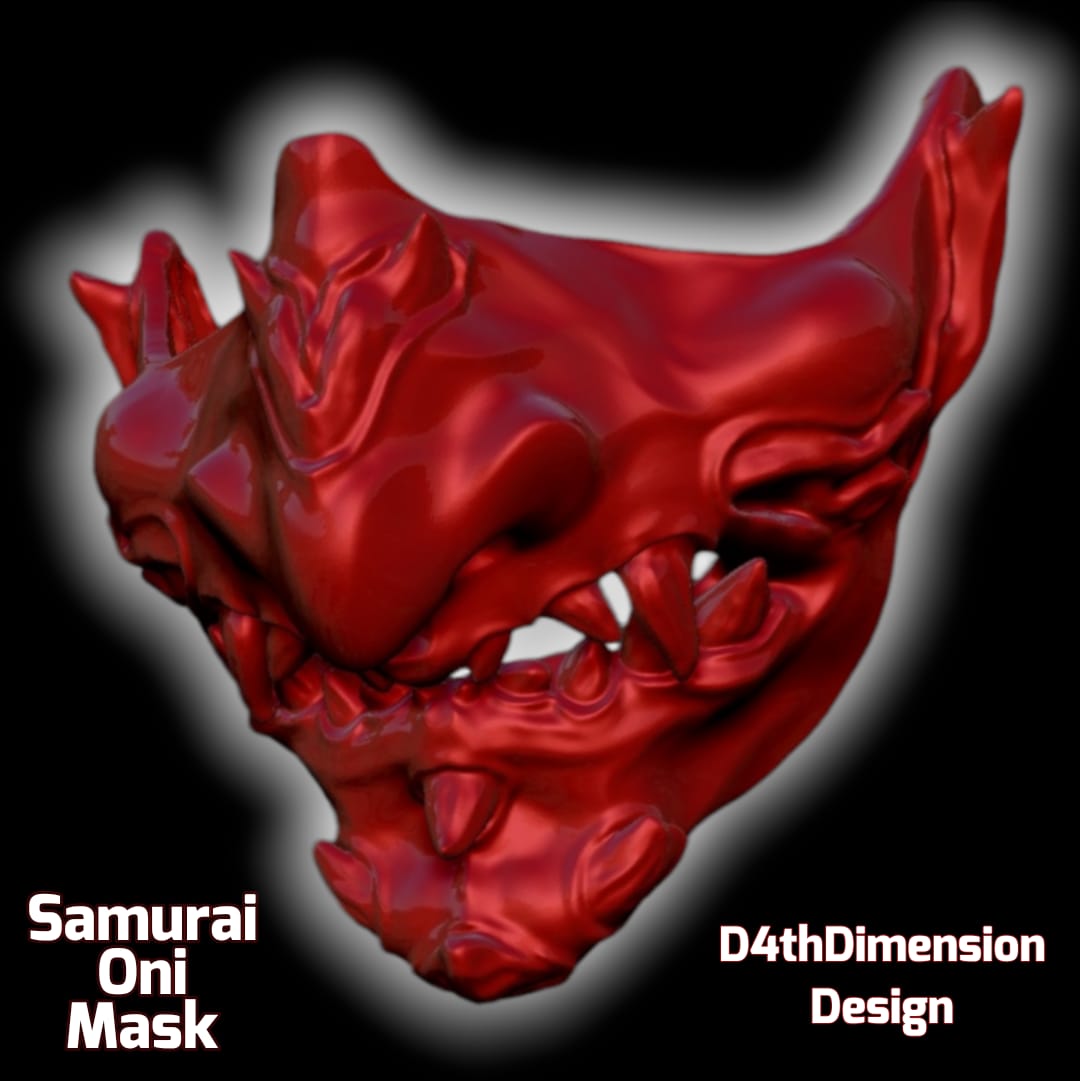 japanese samurai mask oni bones design fan art japan anime halloween costume daemon demon slayer cosplay newdesign gift idea present home decor manga 3D print model - Mito3D