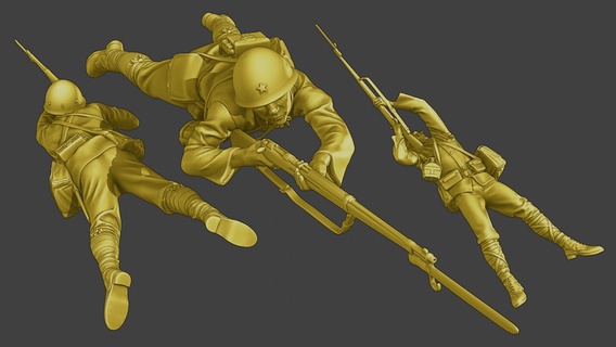 giapponese soldato ww2 sparare dire bugie j2 uomo guerra miniatura figura scultura militare esercito diorama mondo seconda mondiale Pacifico asse arisaka fucile camminare Stampa 3d print model - Mito3D