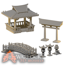 Japonais stylé dispersion terrain diorama Japon donjon tori pagode lanter table marteau guerre aos âge of Sigmar cri dnd donjons dragons 3d print model - Mito3D