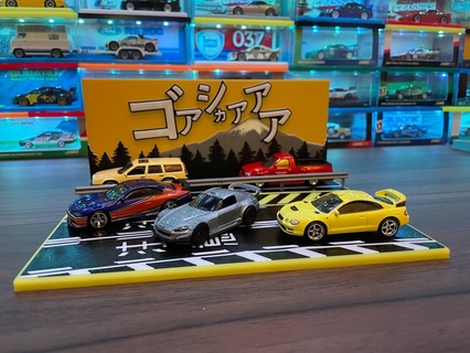 japonês tocar estradas exibição 164 164scale escala displaybase base hotwheels asfalto mini gt inicial d diorama 3d print model - Mito3D