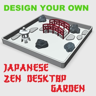 japanese zen desktop garden - customizable bridge boulders stepping stones 3d print model - Mito3D