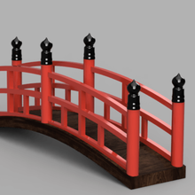 jardin zen japonais pont de style divers peu pont-rouge rouge noir la décoration 3d print model - Mito3D