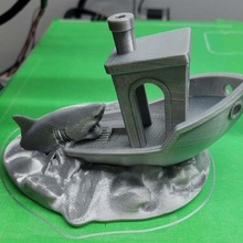 jaws meets benchy art shark boat water 3d print model - Mito3D