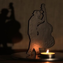 jazz musician double bass shadow home deco candles shade light art 3d print model - Mito3D