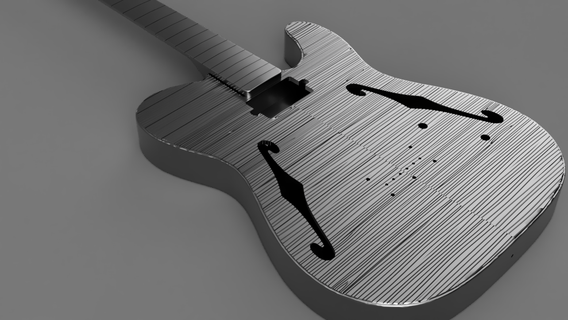 jazz linha fina telecaster solteiro escolher violão corpo chama topo madeira textura 3d print model - Mito3D