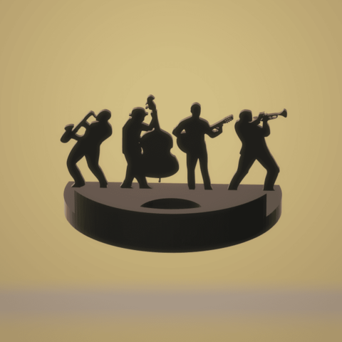 les jazzmen groupe de l'ombre art la musique guitare lampe lumière décoration bougie 3D print model - Mito3D