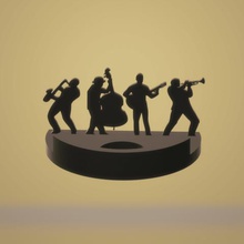jazzmen grubu mesafede sanat müzik gitar gölge lamba ışık dekorasyon mum 3d print model - Mito3D