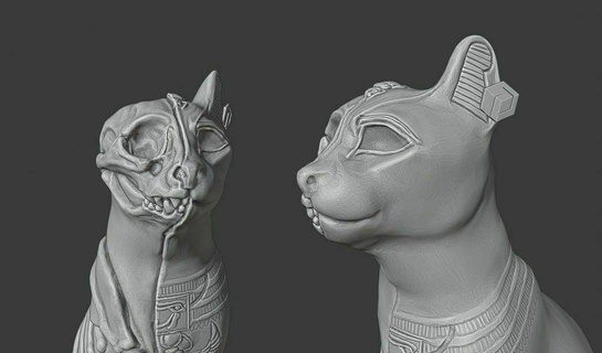 jc Schrodinger gayer anderson chat musée sculpture tester impression 3d tests imprimante étalonnage stress bancal 3d print model - Mito3D