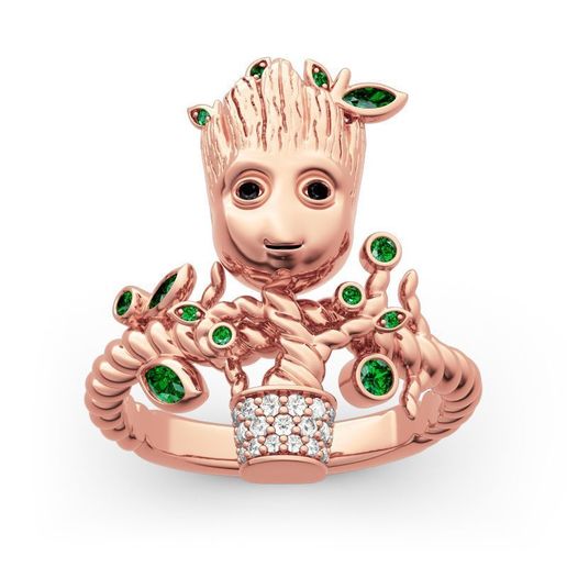 jcr 1008 groot tree man sterling gold ring jewellery ladies-ring wedding-ring engagement-ring diamond-ring 3dprint printable stl female jewelry 3dring rings gold-ring ladies silver creatorworld fashion-ring bestprice free groot-ring character comics marvel fictional-character 3D print model - Mito3D