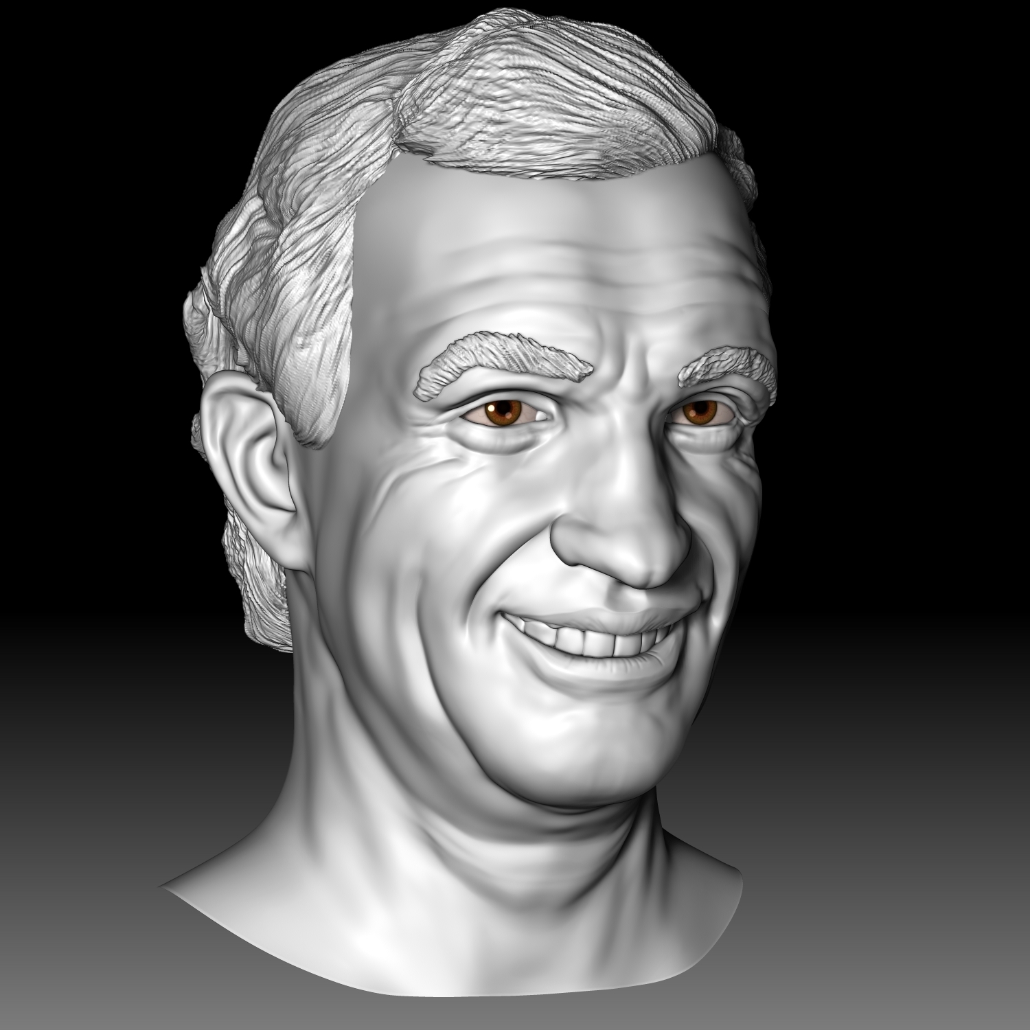 jean paul belmondo le professionnel smiling head jeanpaul professional leprofessionnel actionmovie moviestar french actor bust portrait likeness smile 3dprinting 3D print model - Mito3D