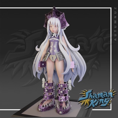 jeanne tao - iron maiden art anime figure toy shaman king fetter art fantasy beauty girl sculpture long hair silver 3d print model - Mito3D