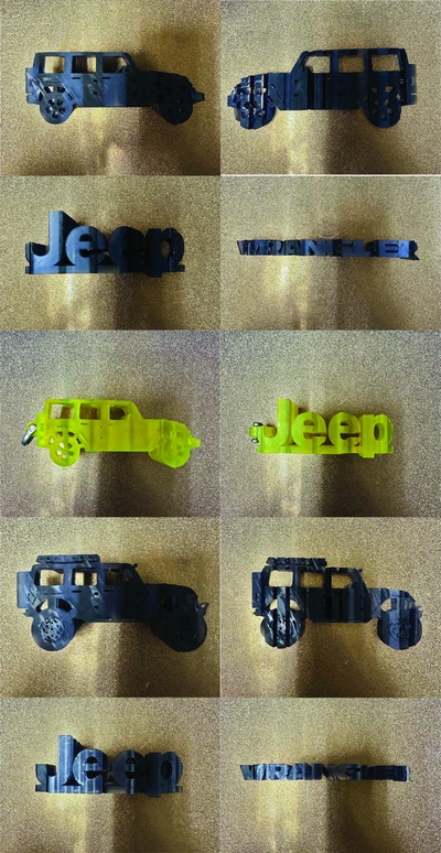 jeep 4 door pack 4-door wrangler logo art perspective offroad keychain 3d print model - Mito3D