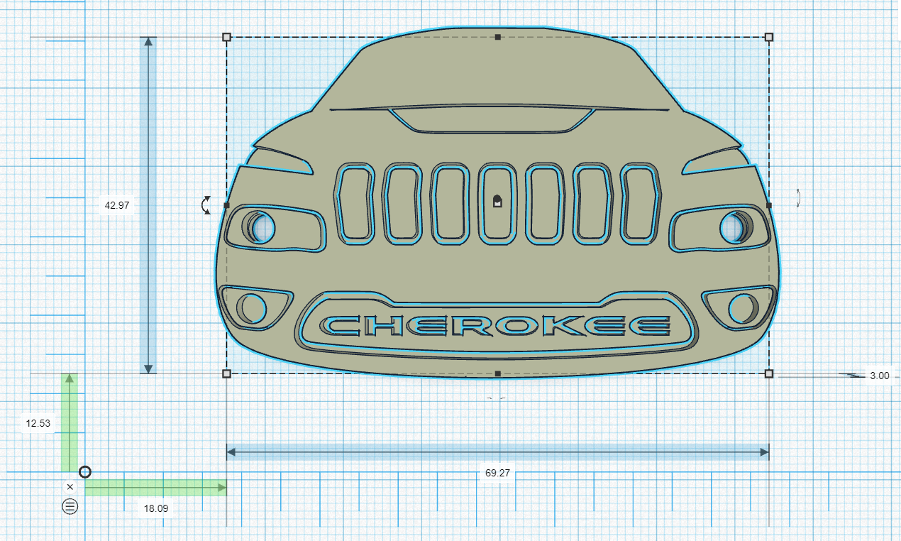 todoterreno cherokee kl 2014 llavero joyería joya colgante pendiente decoración Arte juguete coche vehiculo suv 3D print model - Mito3D