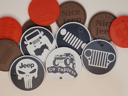 jeep coins keychains home keychain key post office car storage holder coin truck 3d print model - Mito3D