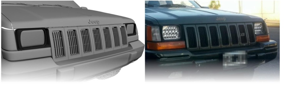 jeep mille dollari cherokee zj guidato ottica adattatore telaio alto poli aggiornamento fari 3d print model - Mito3D