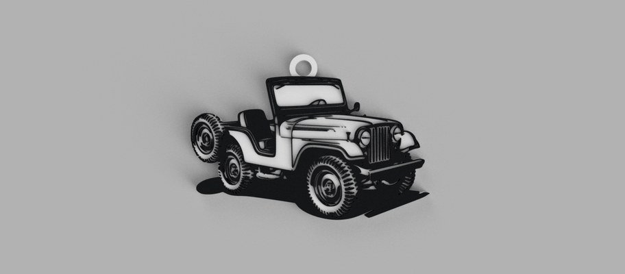 jeep ika key ring - pendant earring 3d print model - Mito3D