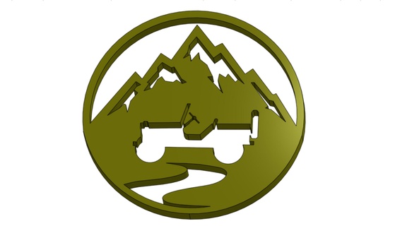 jipe montanha logotipo arte montanhas terreno 4x4 oval 3d print model - Mito3D