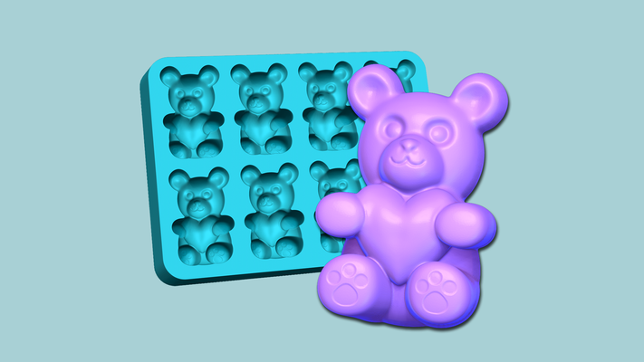 gelee süßigkeiten formen bär herz gummiartig schimmel werkzeuge süss silizium handwerker kochen kreativ niedlich komisch tier werkzeug dekor 3d print model - Mito3D