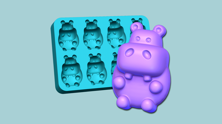 gelatina caramelo moldura hipopótamo pegajoso molde herramientas dulce oso silicio artesano cocinando creativo lindo gracioso animal herramienta decoración 3d print model - Mito3D