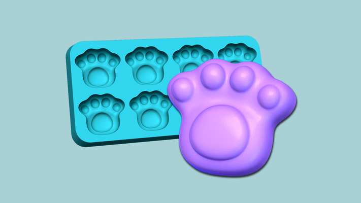 jelly candy molding pet paw - gummy mould tools sweet bear mold moulding silicon artisan cooking creative cute funny animal tool decor 3d print model - Mito3D