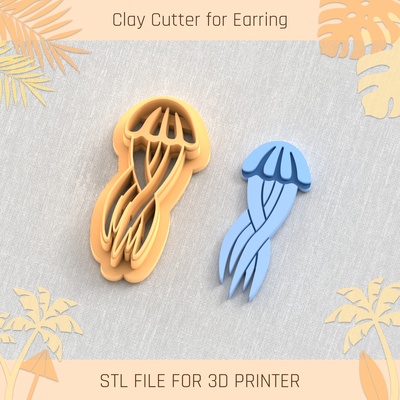 jellyfish summer clay cutter tools earring turtle beach shell 3d print model - Mito3D