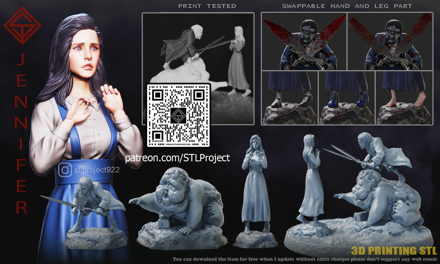 Jennifer anime scifi Jeu statue rpg figure 3dprint jouet trousse sculpture tour l'horloge dan policier 3D print model - Mito3D