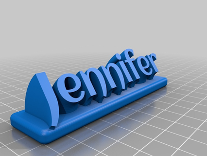 jennifer sweeping name plate remix customized office 3d print model - Mito3D