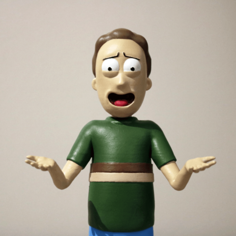 jerry rick guarda il match gioco carattere figura figurina rickandmorty zbrush per adulti nuotare 3D print model - Mito3D