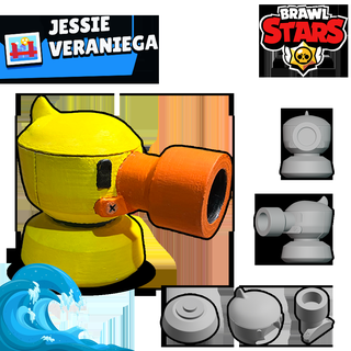 jessie's turret summer - brawl stars duck junkyard jessie supercell game clash clans stl 3d model 3d print model - Mito3D
