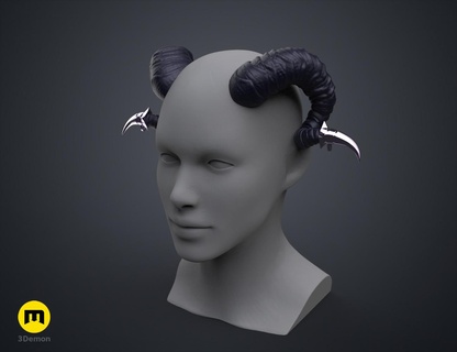 jester lavorre horns - critical role horn accessories headpiece head cosmetics cosplay fantasy devil demon criminal thief gentleman npc book 3d print model - Mito3D
