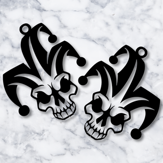 jester skull earrings halloween gothic jewelry undead cemetery graveyard grave stone creepy jewelery jewellery necklace pendant keychain spooky holiday party low poly 3d print model - Mito3D