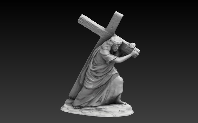 jesus cristo carregando la cruz arte jes s cristo cruz calvário crucificado n religião cristianismo escultura figura ventilador 3d print model - Mito3D