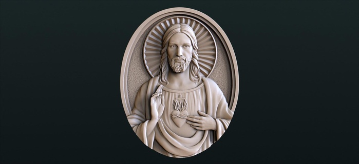 Jesus 3d stl medalhão 3d print model - Mito3D