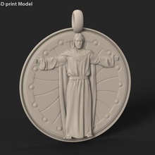 İsa Mesih vol3 madalyon kolye takı dua et ibadet lord Tanrı Gotik din süs Gümüş moda zincir 3d print model - Mito3D