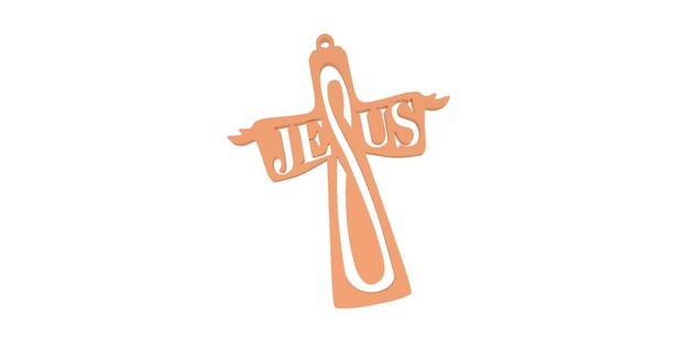 jesus cross pendant earrings decoration decor design accessory god keychain emblem logo jewelry 3d print model - Mito3D