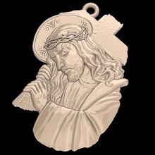 İsa Haç kolye madalyon takı 3d yazıcı modeli çapraz taç dikenler dini Katolik kilise bas rahatlama portre saint Tanrı mücevher sanat heykeller ayı sahne 3d print model - Mito3D