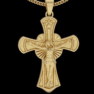 jesus cross pendant christ necklace silver gold jewelry printable 3d model trend fashion design zbrush tiger 3d print model - Mito3D