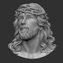 İsa head 2 3d yazıcı modeli kolye sanat cathlic heykel çapraz mücevher dini Mesih Tanrı portre kabartma madalyon 3d print model - Mito3D