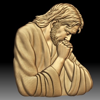 jesus praying low bas-relief cnc router 3d printer religion relief coin medal 3d print model - Mito3D