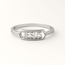 Jesús anillo joyería joya oro dorado plata libra esterlina blanco rodio Moda imprimible Cristo minimalista moderno futurista 3d print model - Mito3D