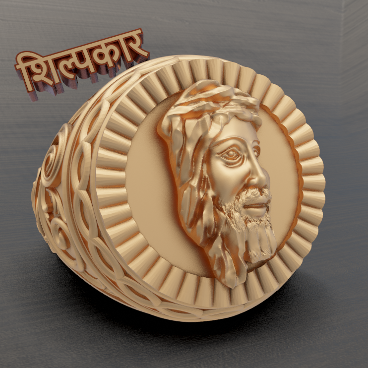 jesus ring design - high quality 3d rings jewelry art christian 3D print model - Mito3D
