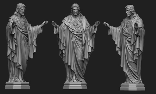 Jésus sacré cœur statue 4 3d impression modèle 3d cnc stl in3d statue sculpture Jésus Bouddha catholique 3d print model - Mito3D