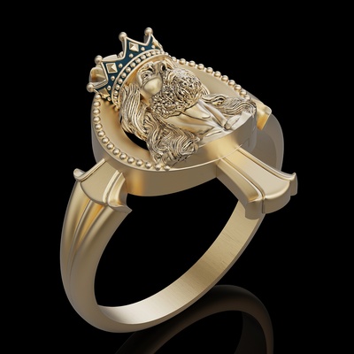 jesus crânio anel joalheria tendência moda fantasia projeto prata ouro 3d print model - Mito3D