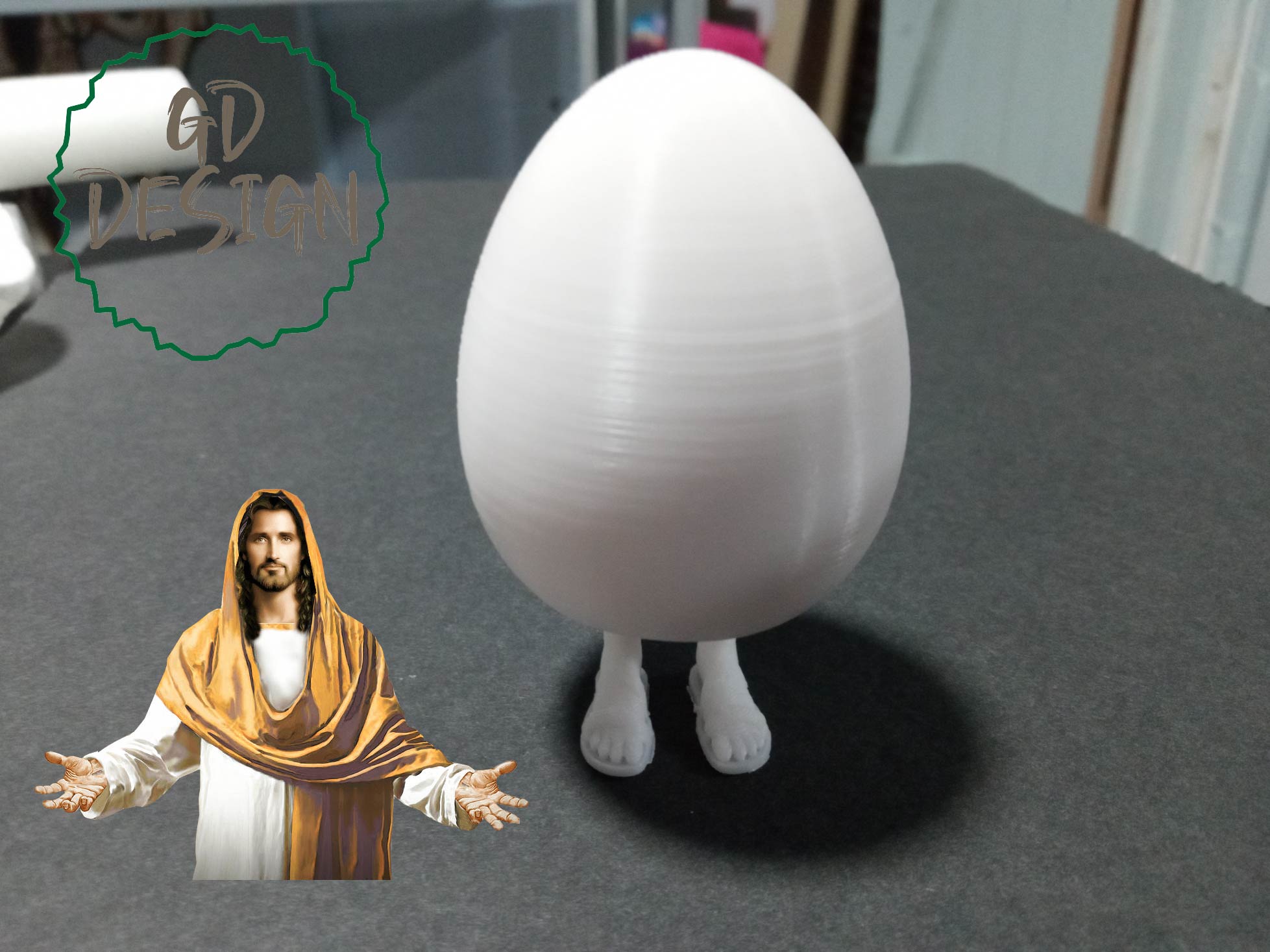 jesus standing egg sandals cor 3D print model - Mito3D