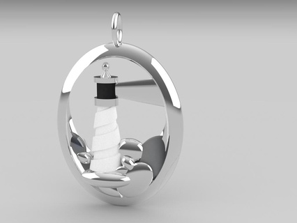 jewel lighthouse Jewelry jewelry pendant pin keychain 3d print model - Mito3D