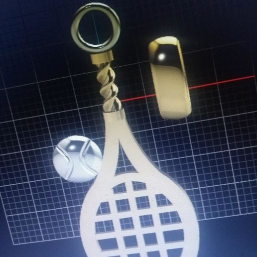 joya colgante de la raqueta tenis joyería De 18 mm ancho x 38 largo sólo peso aproximado 75 gramos oro 3D print model - Mito3D